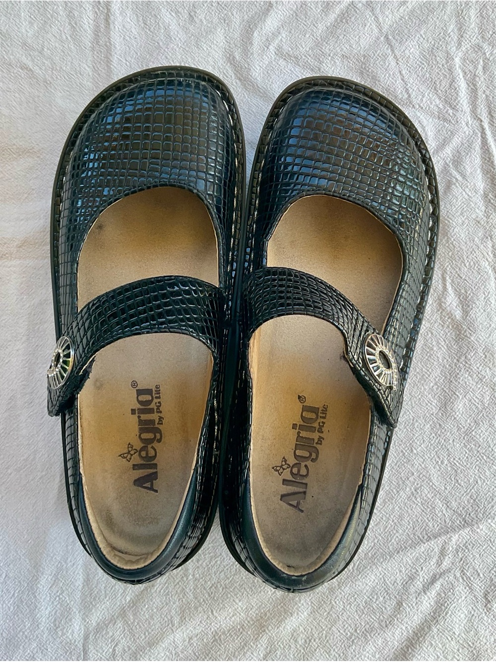 Alegria Paloma Patent Leather Black Comfort Mary Jane Shoes Sz 36 US 5.5